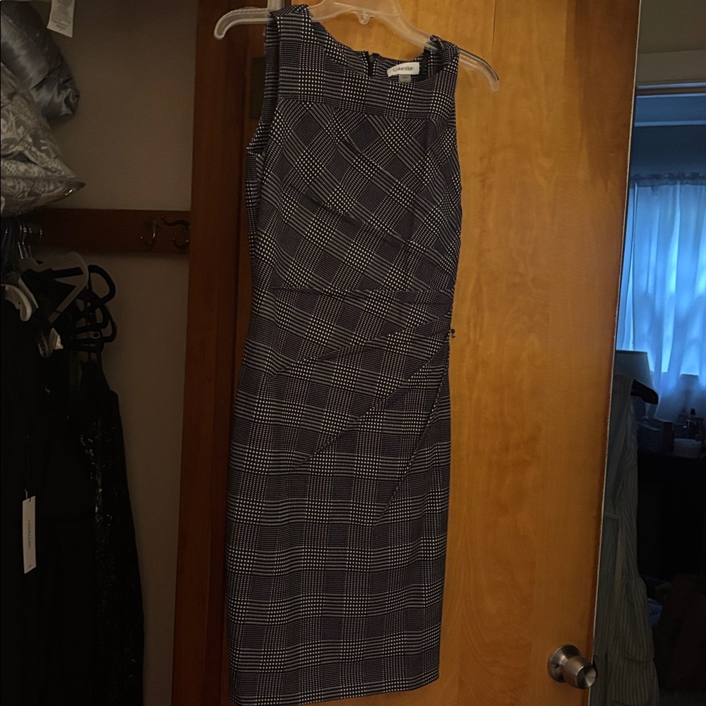 Calvin Klein Black and White Plaid Dress